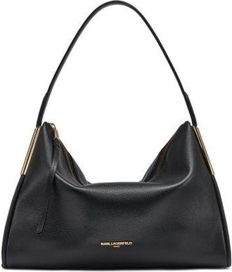 Karl Lagerfeld Valerie Hobo in Black/gold at Nordstrom