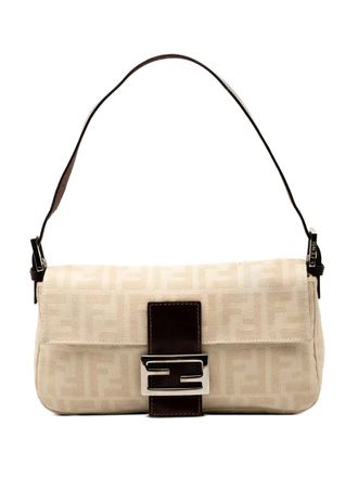 Fendi Borsa a spalla Baguette in tela con motivo Zucca 2000-2010 - Marrone