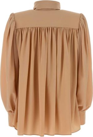 Chlo&eacute; Womens Powder Pink Crepe Blouse Sandbrown Exterior: Silk Maglie Sweater