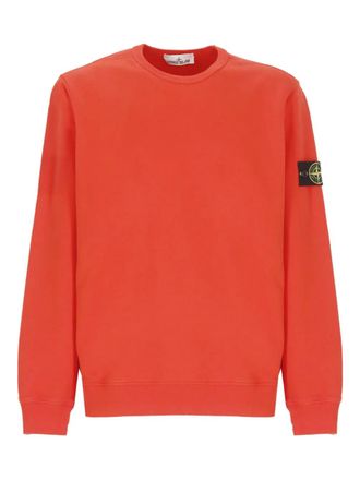 Stone Island logo-patch cotton sweatshirt - men - Cotton/Spandex/Elastane - M - Orange