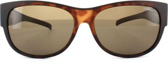 Polaroid suncovers ovale unisex donkere havana bruine gepolariseerde zonnebril