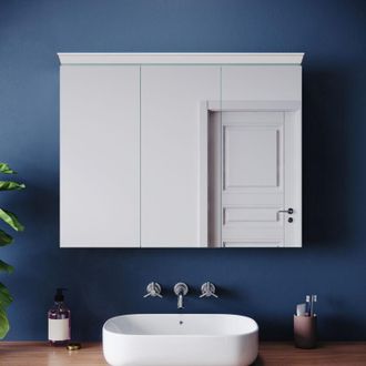 Elegant Lighting Bathroom Wall Cabinets Illuminated with Mirror Light 8K High-Brightness Mirror and Hydraulic Hinges, Three Door 800x600mm Stainless Steel