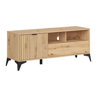Petits Meubles Mueble TV 1 puerta 1 cajón estratificado marrón