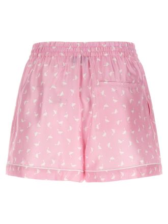 Moschino Oche Print Silk Twill Shorts - Pink