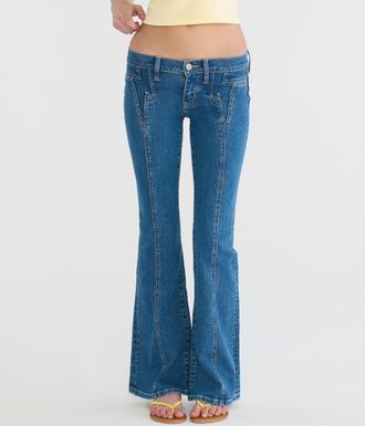 A&eacute;ropostale Super Low-Rise Flare Lightning Bolt Jean
