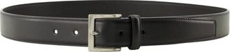 Saint Laurent Belts, female, Black, Size: 75 CM Square Buckle Leather Belt