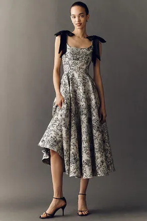 Mac Duggal Ieena Brocade A-Line Maxi Dress