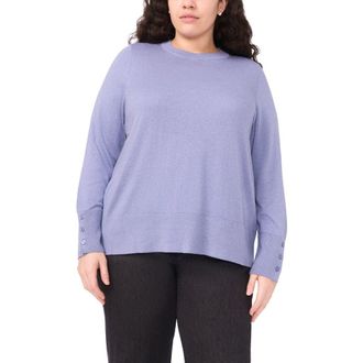 Halogen Button Cuff Cotton Blend Sweater in Stonewash at Nordstrom Rack, Size 1X