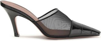 Amina Muaddi Black Calf Leather Bos Taurus Womens Mules