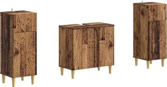 vidaXL Juego De Gabinete De Ba&ntilde;o De 2 Piezas Delft Madera Envejecida Vidaxl