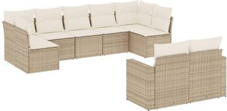 vidaXL Set De Sof&aacute;s De Jard&iacute;n 9 Pzas Con Cojines Rat&aacute;n Sint&eacute;tico Beige Vidaxl