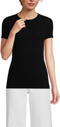 Lands End Cotton Rib T-shirt in Black at Nordstrom, Size X-Large