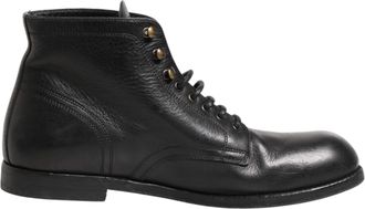 Dolce & Gabbana Black Lace Up Short Ankle Boots Men Mens Shoes