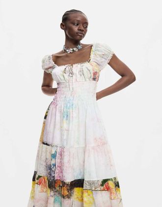 Desigual Vestito a maniche corte in 100% cotone multicolore