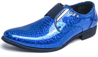 Generic Mens Tuxedo Dress Shoes Comfortable Classic Lace-Up Low-Top Formal Business Wedding Oxfords,Blue,8.5 UK