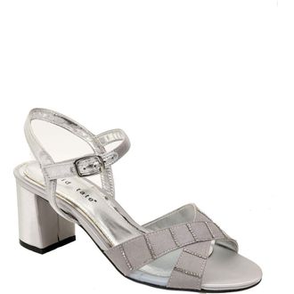 David Tate Cocktail Ankle Strap Sandal in Silver Satin at Nordstrom Rack, Size 10.5