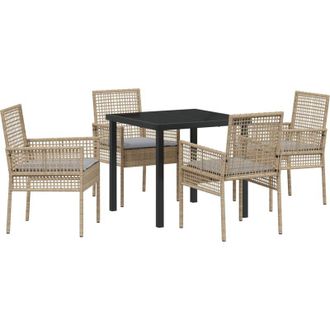 vidaXL Conjunto De Comedor De Jard&iacute;n Con Coj&iacute;n 5 Pcs Beige Polirat&aacute;n Vidaxl