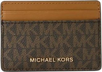 Michael Kors pasjeshouder Jet Set met logoprint donkerbruin