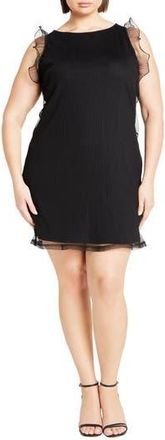 City Chic Kezia Mesh Overlay Cocktail Dress in Black at Nordstrom Rack, Size Xxs/12W