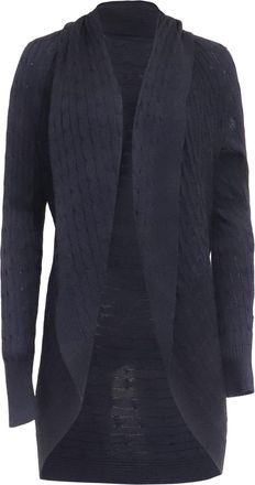 Ralph Lauren Cable-Knit Open Cardigan in Navy Blue Silk