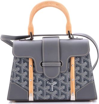 Goyard Structured Saigon Top Handle Bag Coated Canvas with Leather Mini