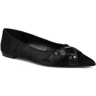Zigi Soho Hilo Pointed Toe Flat in Black Calf Hair at Nordstrom, Size 11