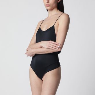 Jacquemus Black Cabana swimsuit with ruffles
