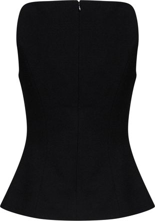 Self Portrait Womens Wool Cr&ecirc;pe Peplum Top Black Tops