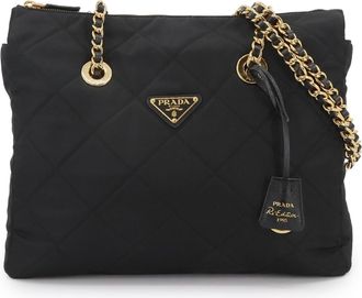 Prada Black Nylon Saffiano Triangle Tote Bag (Pre-Owned)