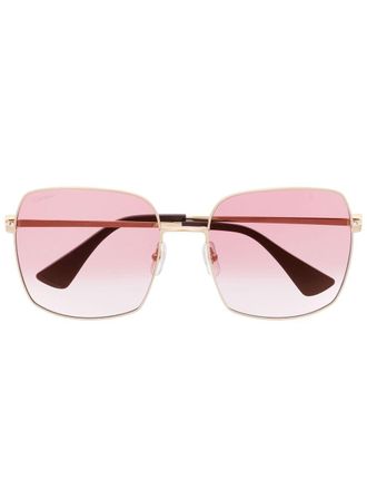 Cartier Occhiali da sole squadrati con logo inciso - Oro