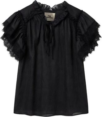 Pink Memories Blouse - Dames - Blouses - Zwart - XL - Overhemden