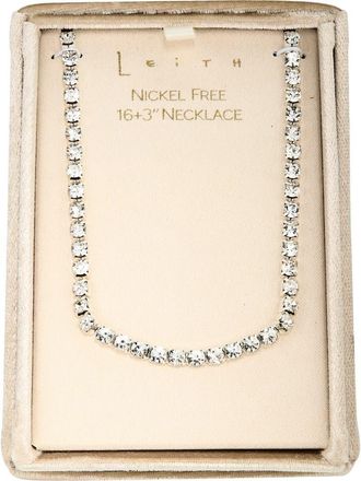 Leith Crystal Tennis Necklace in Clear- Silver at Nordstrom Rack