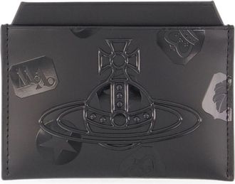 Vivienne Westwood Black Embossed Motif Leather Wallet