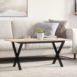 vidaXL Mesa De Centro Marco X Madera Maciza Pino Y Acero 90x40x35 Cm Vidaxl