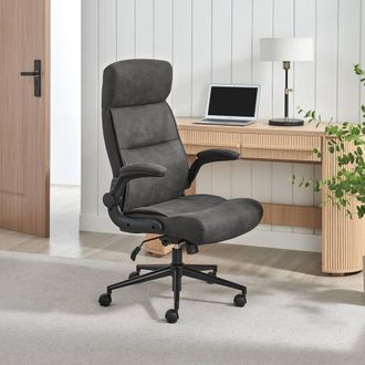 Furniturebox Greer Black Faux Leather Executive Swivel Office Chair