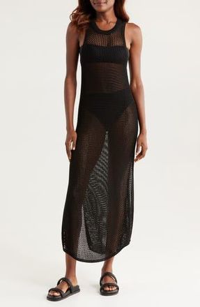 Nordstrom Sheer Open Knit Cover-Up Dress in Black at Nordstrom Rack, Size Medium