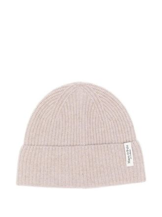 Marc O'Polo logo-patch beanie - women - RWS Wool/Polyamide - One Size - Neutrals