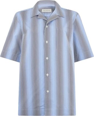 Dries Van Noten Shirt met korte mouwen - Heren - Korte mouwen Overhemden - Blauw - M - Katoen - Overhemden