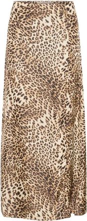 Gestuz Lichte Luipaard Hoge Taille Rok - Dames - Maxi Rokken - Veelkleurig - 2XL - Polyester - Rokken