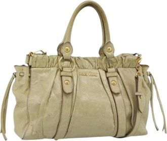 Miu Miu Pre-owned Hand Bag - Dames - Vintage Handtas - Beige - ONE Size - Leer - Vintage