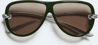 Bottega Veneta Knot Aviator Sunglasses - Green - Unisex