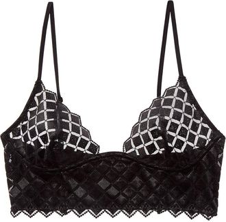 Kiki De Montparnasse Kiki de Montparnasse Lamine Embroidery Silk-Trim Longline Bra