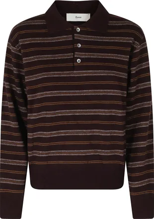 Dunst Brown Striped Polo Shirt