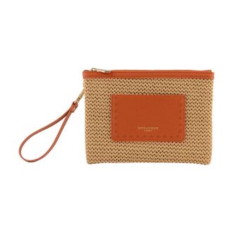 Pourchet Tassen, Dames, Oranje, ONE Size, Leer, Cassis Clutch