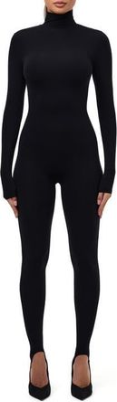 Naked Wardrobe Long Sleeve Stirrup Jumpsuit in Black at Nordstrom, Size X-Large