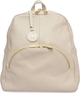 Roberta M Beige Rundleer Tas