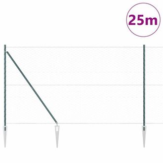Berkfield Home Hexagon Fence Green 1.6x25 m Steel