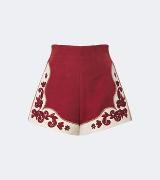 Alemais Al&eacute;mais Duke embroidered wool-blend shorts