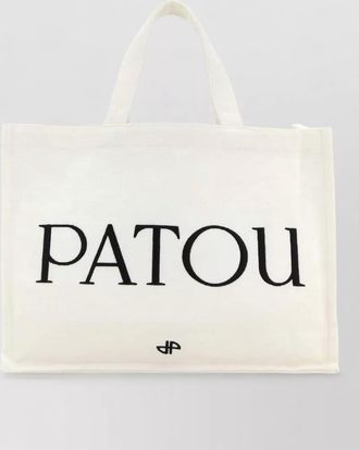 Patou canvas shopping tote bag top handles