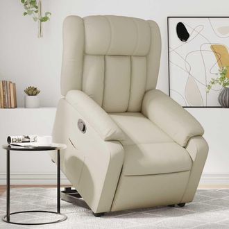 vidaXL Vidaxl - Sill&oacute;n Reclinable Elevable Cuero Artificial Color Crema